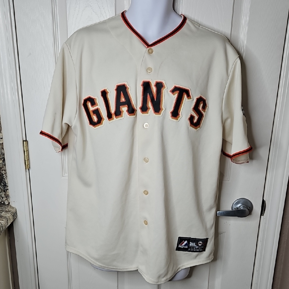 Majestic Black Label Buster Posey Button Down Embroidered 2012 SF Giants Jersey - Picture 3 of 15